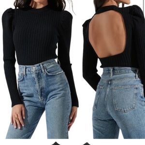 Astr the Label black long sleeve back cutout Sweater Medium
